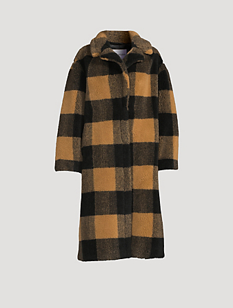 STAND STUDIO Maria Faux Fur Coat In Check Print | Holt Renfrew Canada