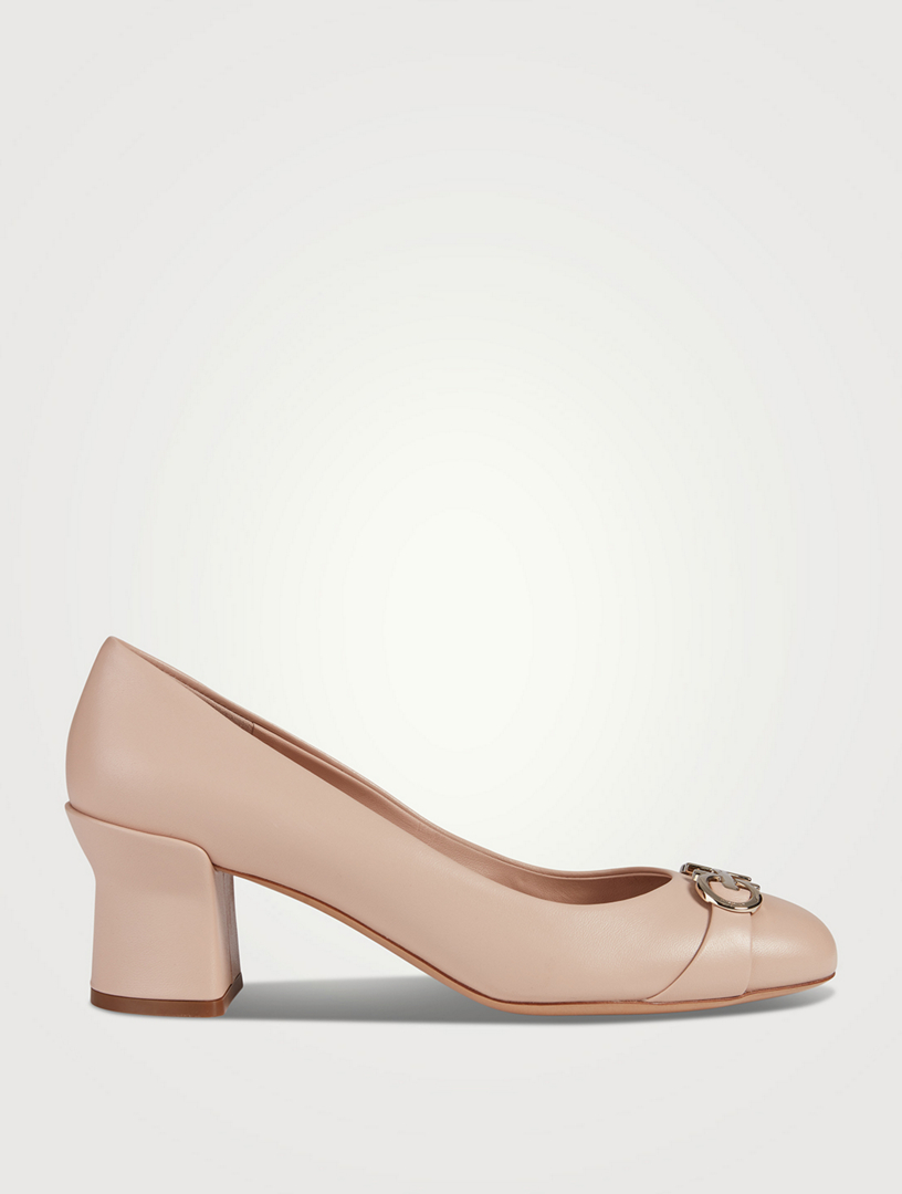 Double Gancini Leather Pumps