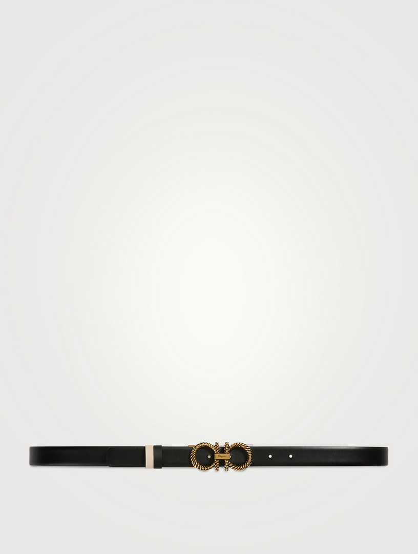 FERRAGAMO Reversible And Adjustable Twisted Gancini Leather Belt Holt