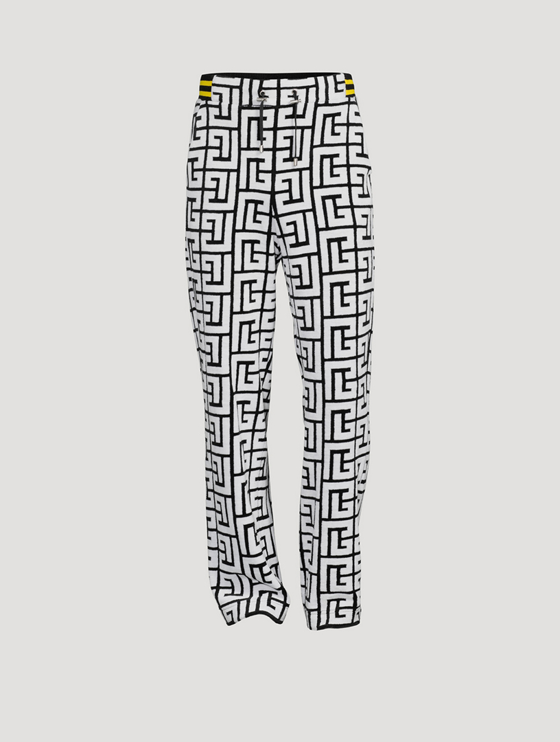 BALMAIN Wool-Blend Velvet Pants With Large Monogram | Holt Renfrew Canada