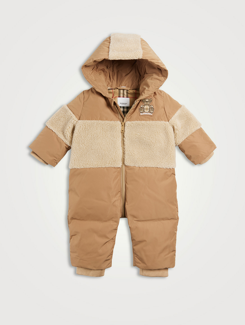 BURBERRY Thomas Bear Appliqué Hooded Snowsuit | Holt Renfrew Canada