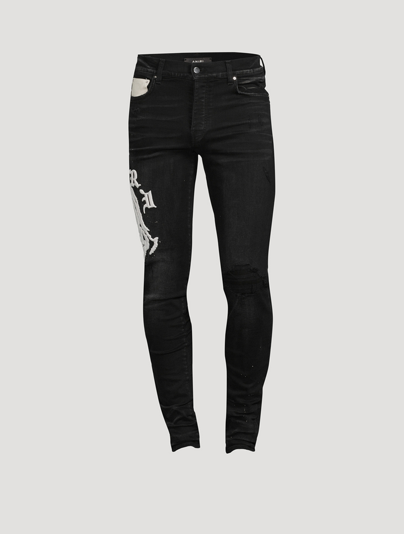 AMIRI Wes Lang Skinny Jeans With Reaper Logo Mens Black