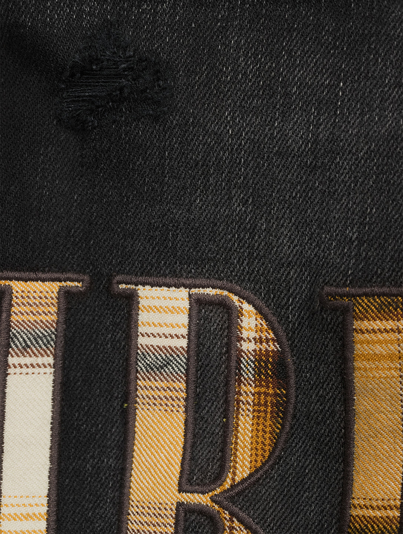 AMIRI Skinny Jeans With Flannel Logo Mens Black