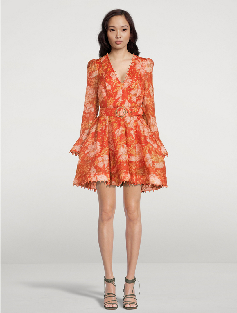 ZIMMERMANN Kaleidoscope Mini Dress In Floral Print Women's Orange