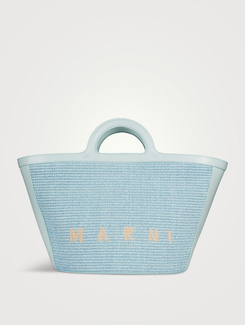 MARNI Large Tropicalia Raffia And Leather Tote Bag | Holt Renfrew