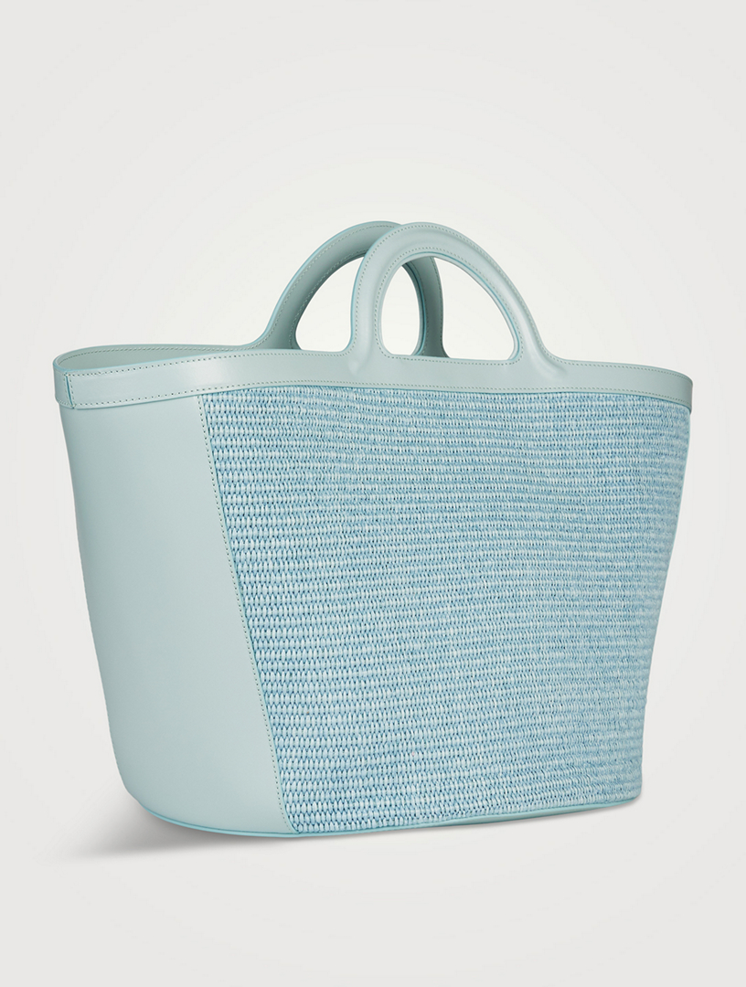 MARNI Large Tropicalia Raffia And Leather Tote Bag | Holt Renfrew