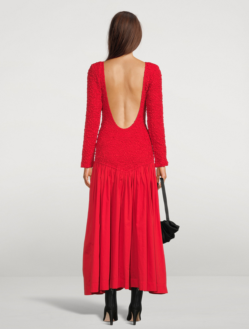 MARA HOFFMAN Mereba Drop-Waist Long-Sleeve Maxi Dress Women's Red