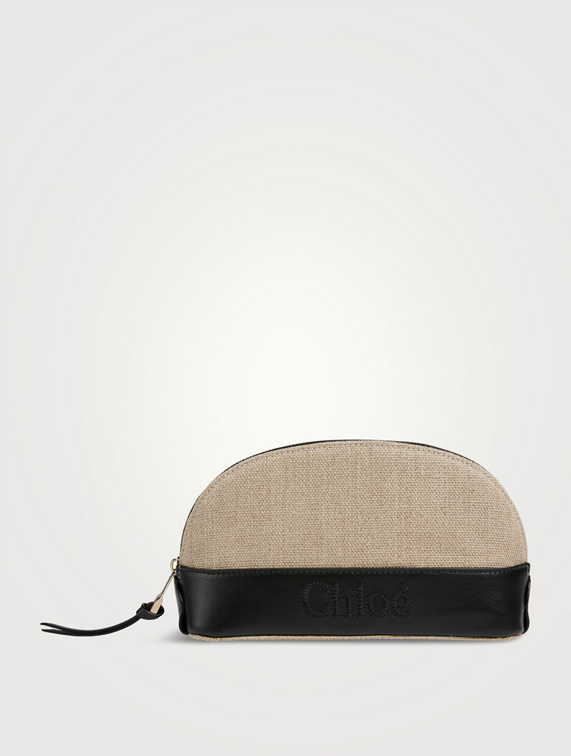 Chloé Sense Linen And Leather Pouch
