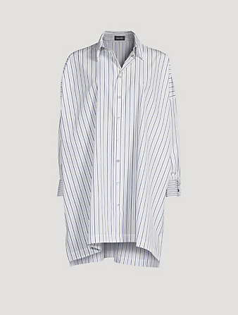 Folded-Cuff Cotton Shirt In Stripe Print
