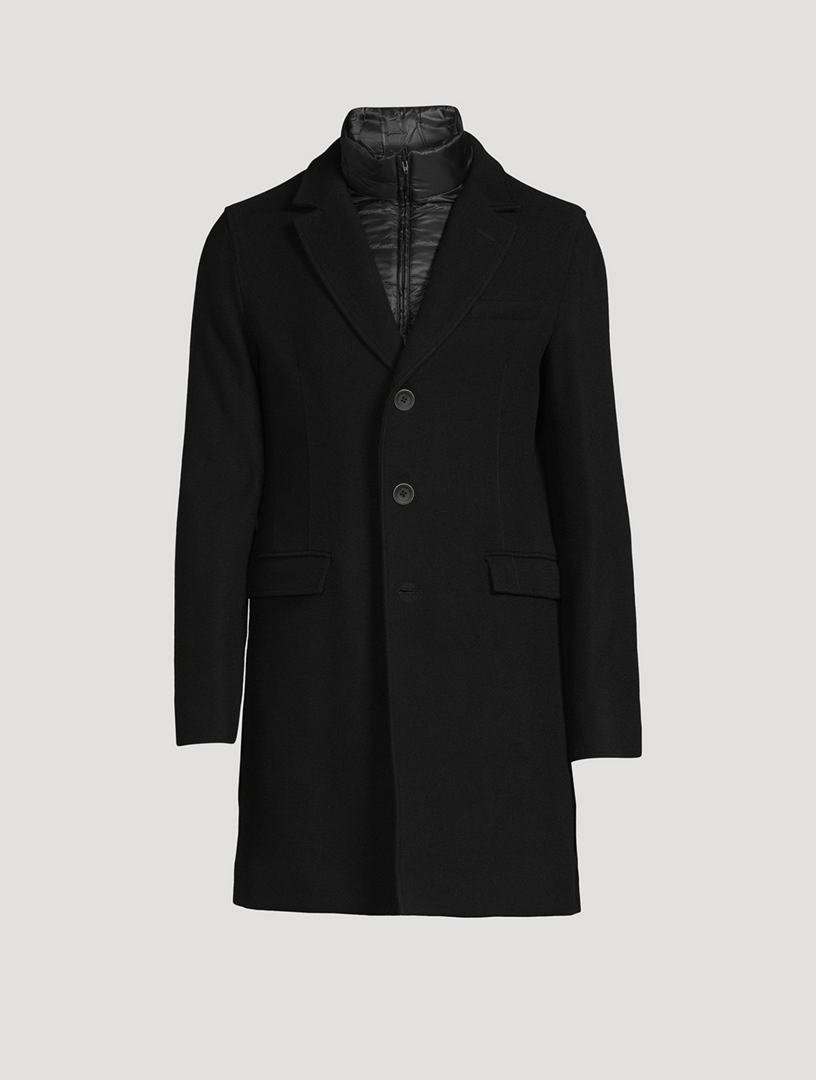 HERNO Diagonal Wool Slim-Fit Coat Men's Black