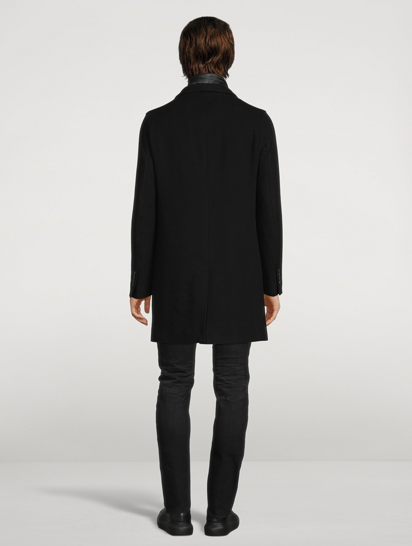 HERNO Manteau moulant en laine à armure diagonale Hommes Noir