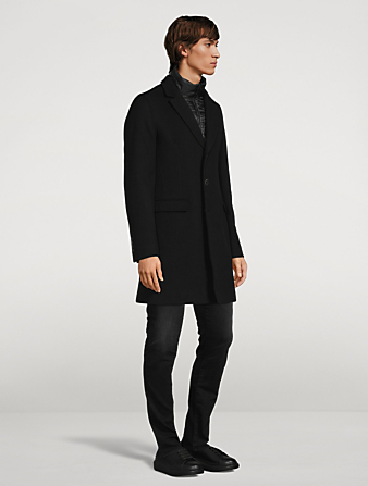 HERNO Diagonal Wool Slim-Fit Coat Mens Black