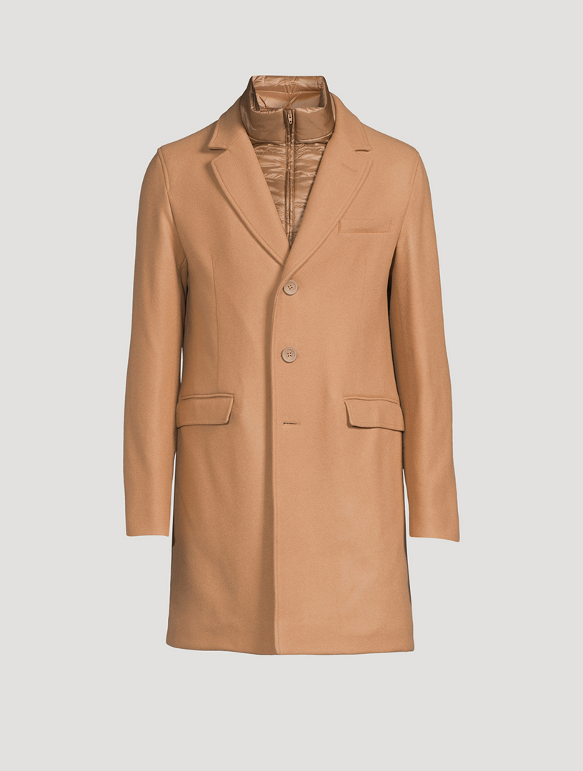 HERNO Diagonal Wool Slim-Fit Coat Mens Brown