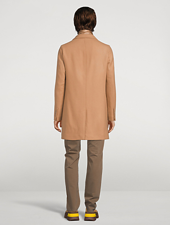 HERNO Diagonal Wool Slim-Fit Coat Mens Brown