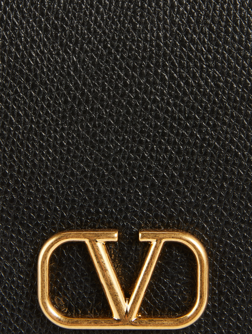 VALENTINO GARAVANI VLOGO Leather Crossbody Chain Wallet Women's Black