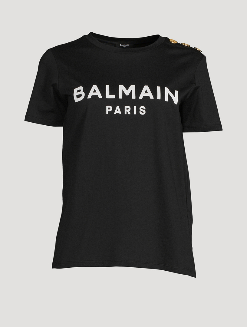 BALMAIN Logo T-Shirt With Buttons | Holt Renfrew Canada