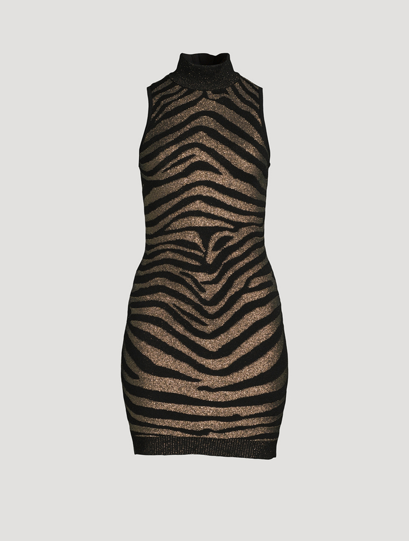 BALMAIN Zebra Stripe Jacquard Mini Dress Holt Renfrew Canada