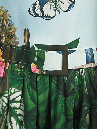 OSCAR DE LA RENTA Robe mi-longue en popeline à imprimé botanique de forêt Femmes Vert