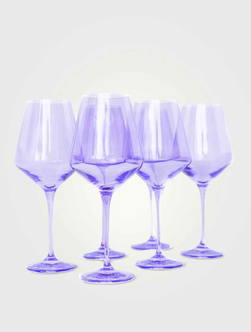 ESTELLE COLORED GLASS Coloured Glass Stemware Wine Glasses Set Of 6
