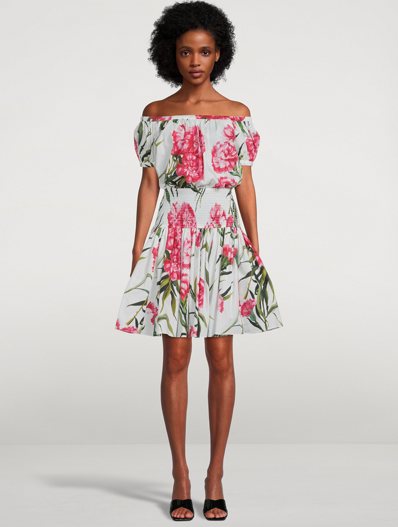 DOLCE & GABBANA Off-The-Shoulder Mini Dress In Carnation Print | Holt  Renfrew Canada