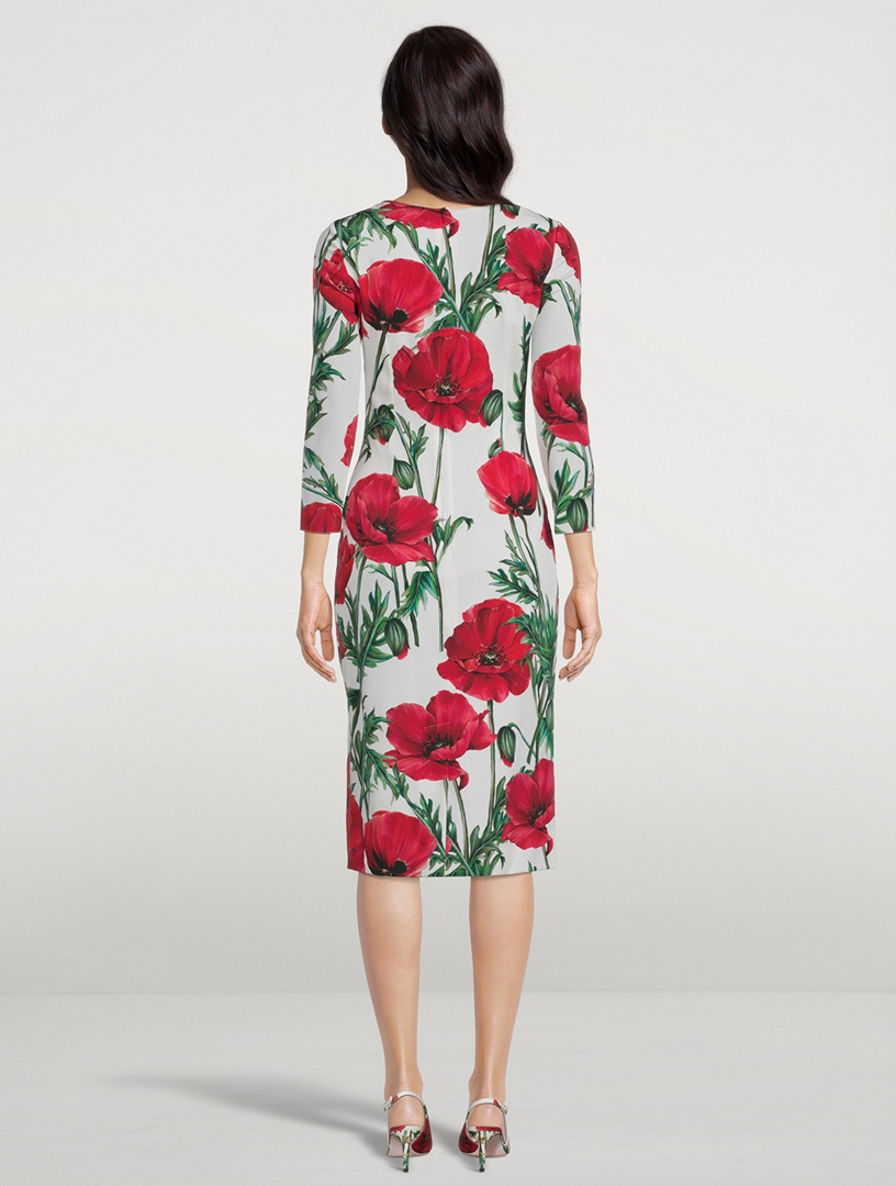 Robe D'été Dolce & Gabbana - Imprimé Fleurs Coquelicot - Taille 12 - Occasion Très Bon état