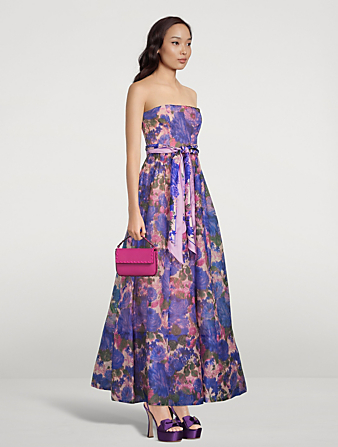 ZIMMERMANN High Tide Strapless Dress In Floral Print Women's Purple