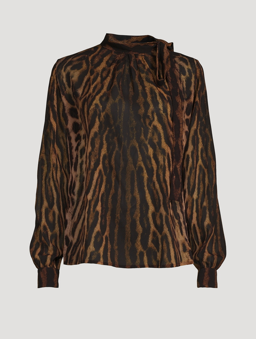 GIVENCHY Tie-Neck Blouse In Leopard Print | Holt Renfrew Canada
