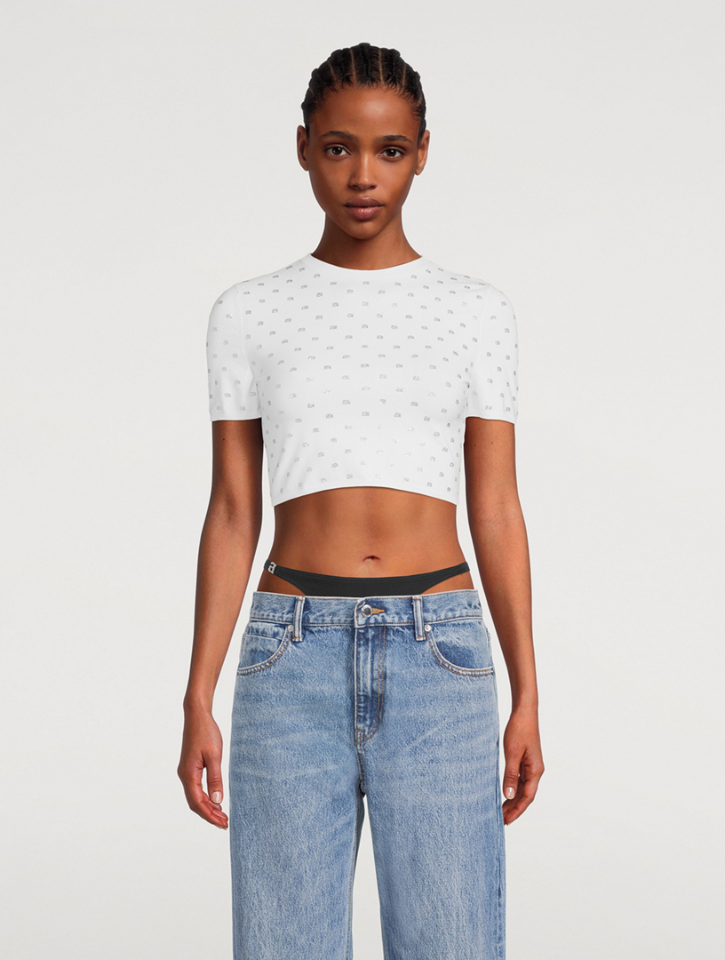 ALEXANDER WANG Crystal Logo Crop T-Shirt | Holt Renfrew Canada