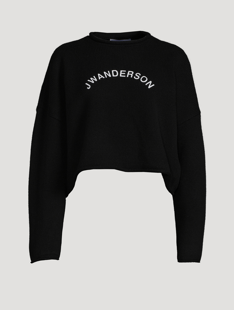 JW ANDERSON Wool And Cashmere Cropped Sweatshirt  Black