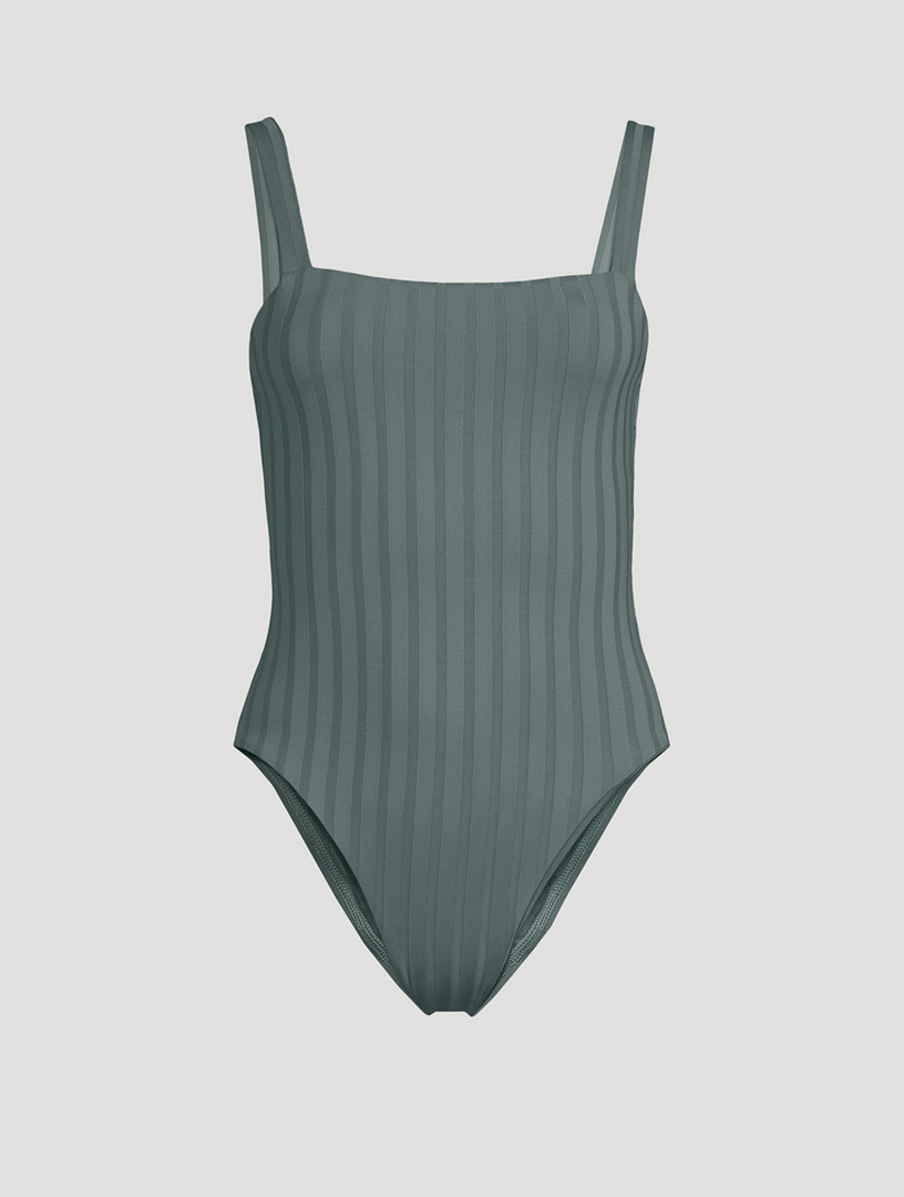 Anne Cole Women's Square Neck One Piece Green Size 8
