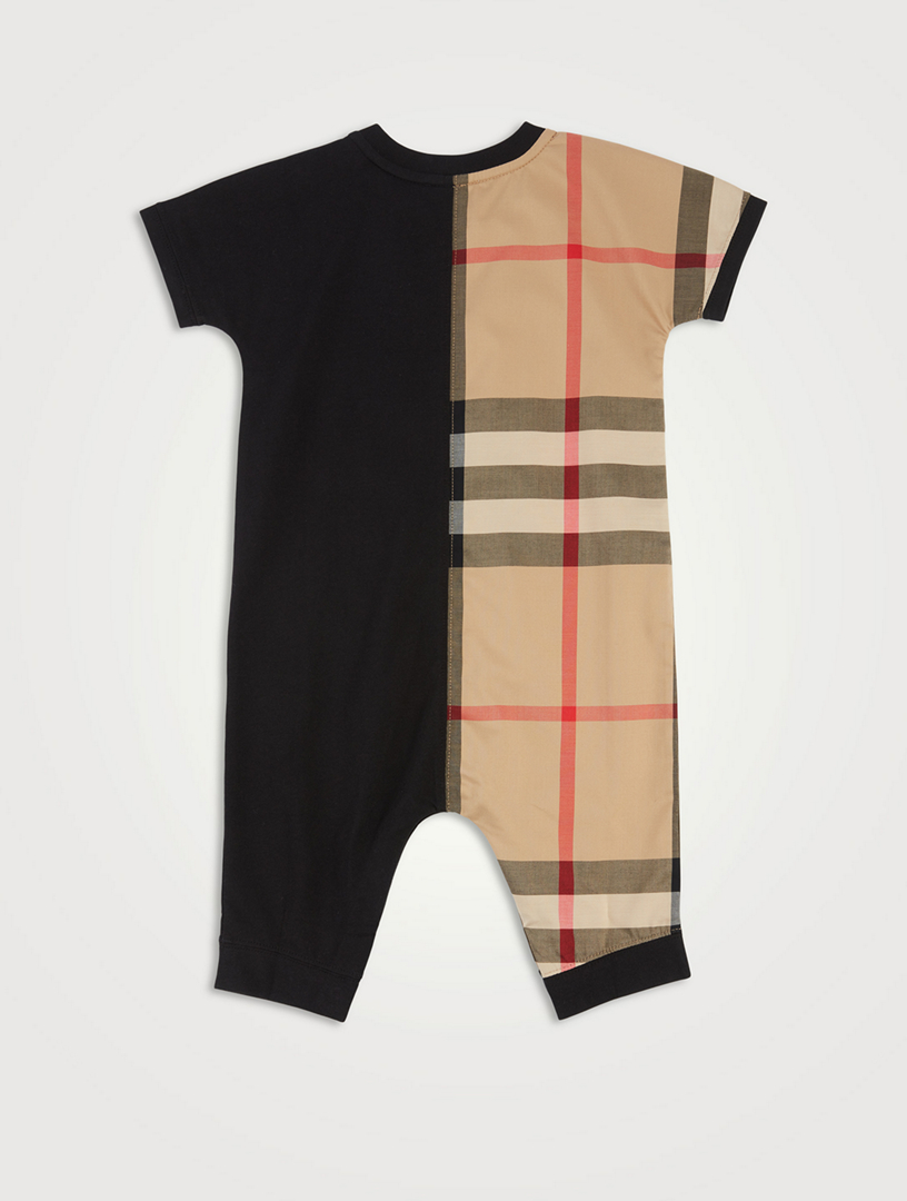 BURBERRY Cotton Check Panel Onesie | Holt Renfrew Canada