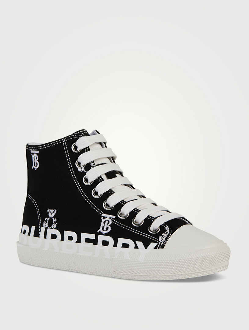 BURBERRY Gabardine High-Top Sneakers In Logo Print | Holt Renfrew Canada