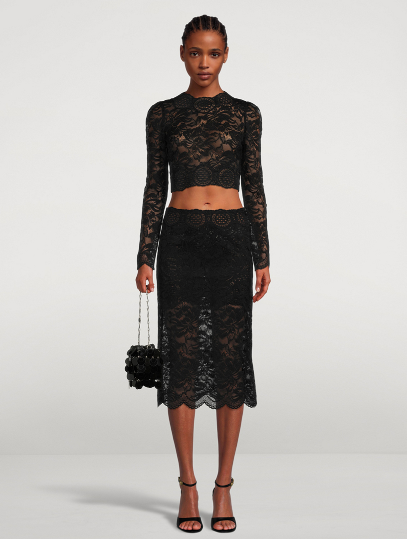 PACO RABANNE Long-Sleeve Lace Crop Top | Holt Renfrew Canada