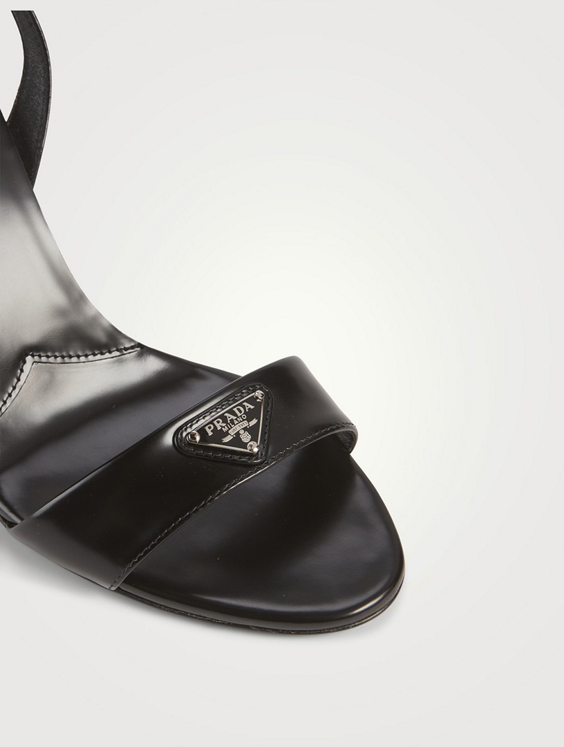 激安ブランド Prada Black leather and PVC slipper sandals meguro.or.jp
