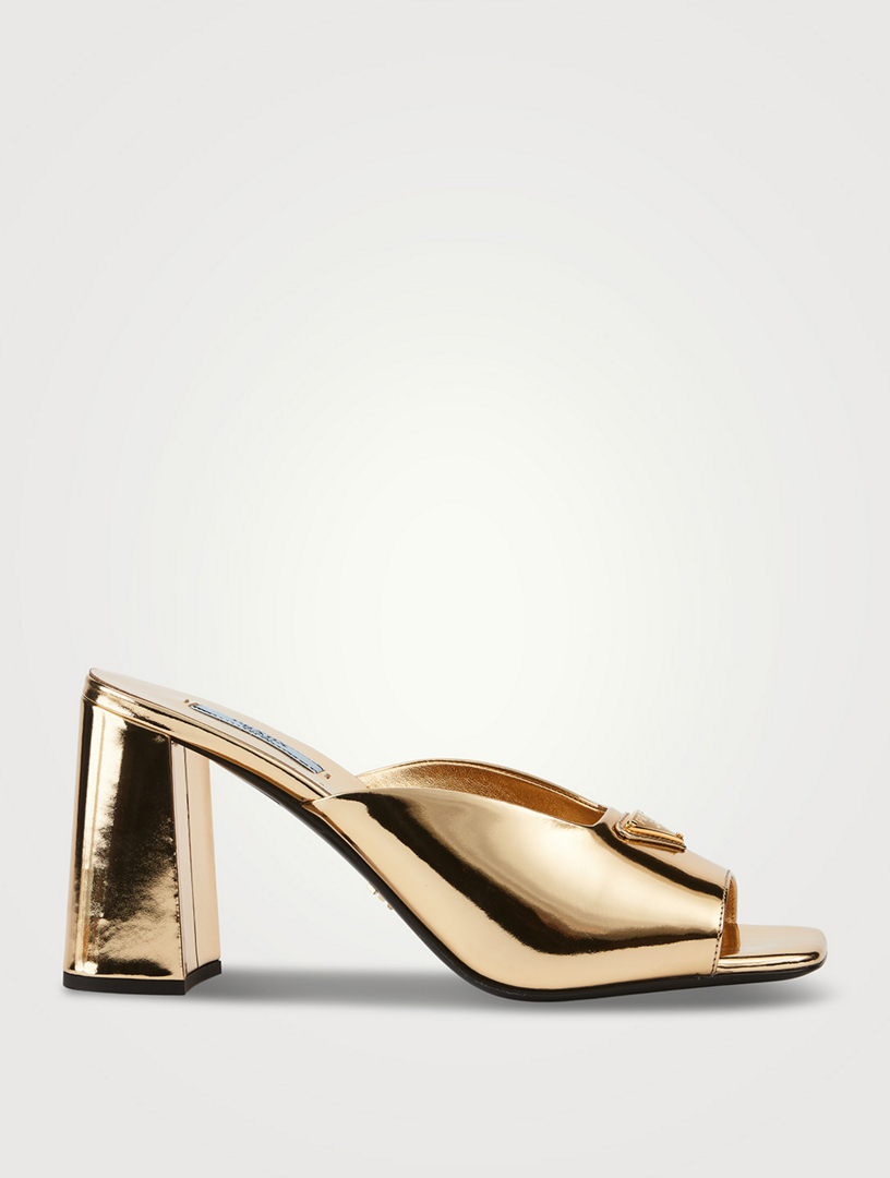Metallic Leather Mules
