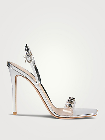 Ribbon Candy Metallic Leather And PVC Slingback Sandals