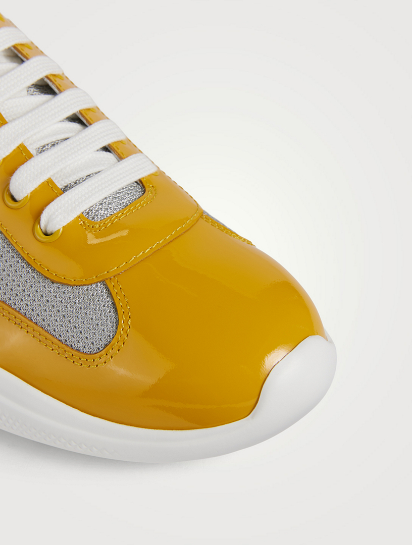 PRADA America's Cup Patent Leather And Mesh Sneakers Holt Renfrew Canada