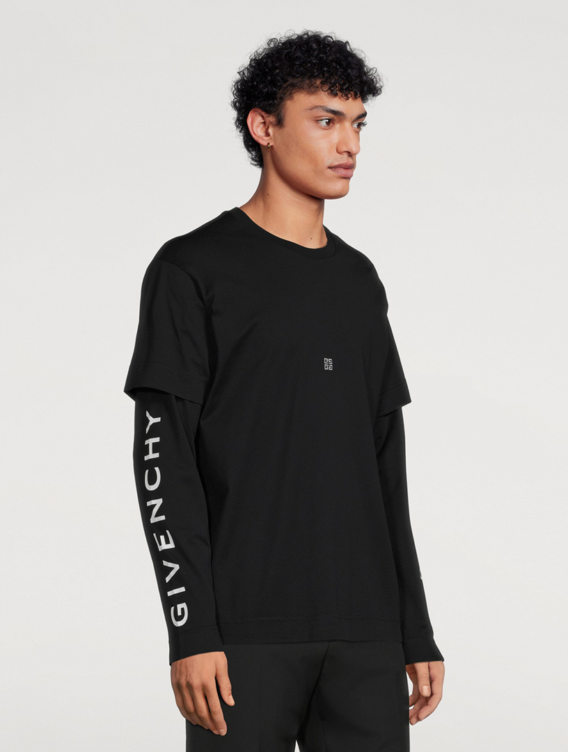 ASOS Longline Long Sleeve T-Shirt With Stripe Double Layer Effect