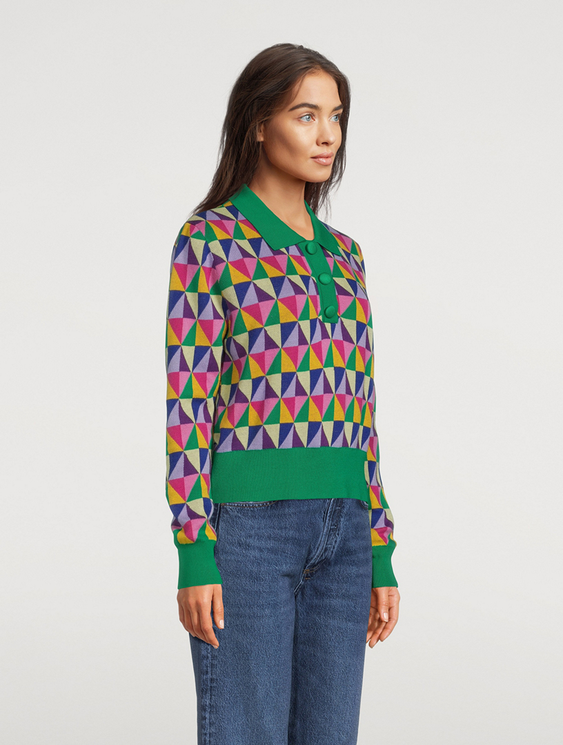 OLIVIA RUBIN Mary Polo Sweater In Origami Print Women's Multi