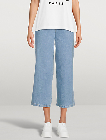 KENZO Sumire Cropped Wide-Leg Jeans  Blue