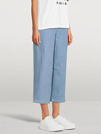 KENZO Sumire Cropped Wide-Leg Jeans  Blue