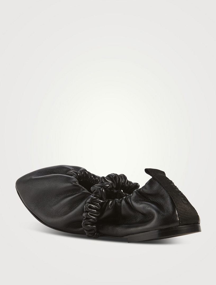 GANNI Scrunchie Leather Ballet Flats | Holt Renfrew Canada