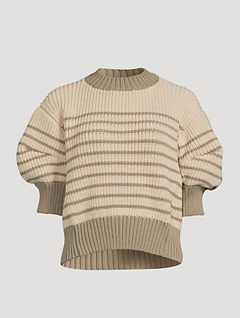 Short-Sleeve Striped Sweater