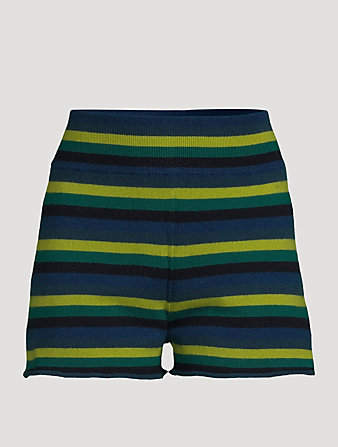 Wool Cashmere Striped Sweater Shorts