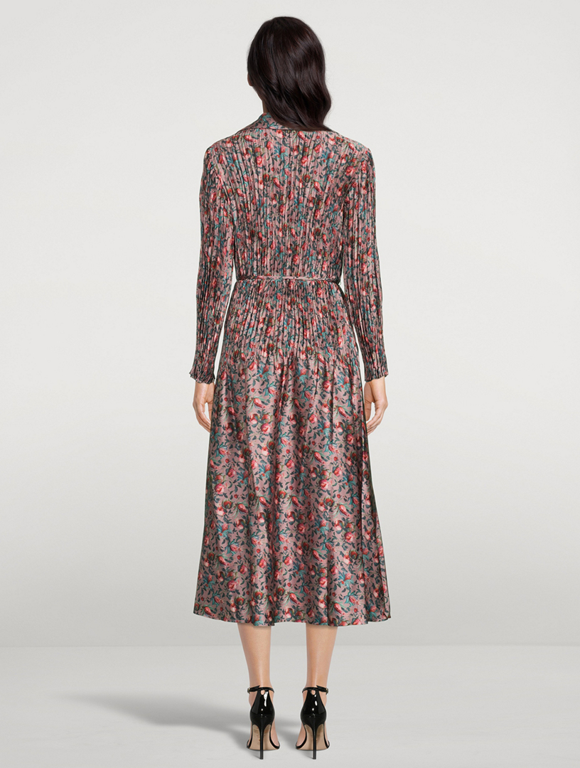 VINCE Berry Blooms Pleated Midi Shirt Dress Holt Renfrew Canada
