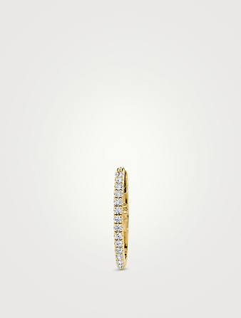 Boucles d’oreilles en anneaux courts en or 14 ct à grand pavé de diamants produits en labo