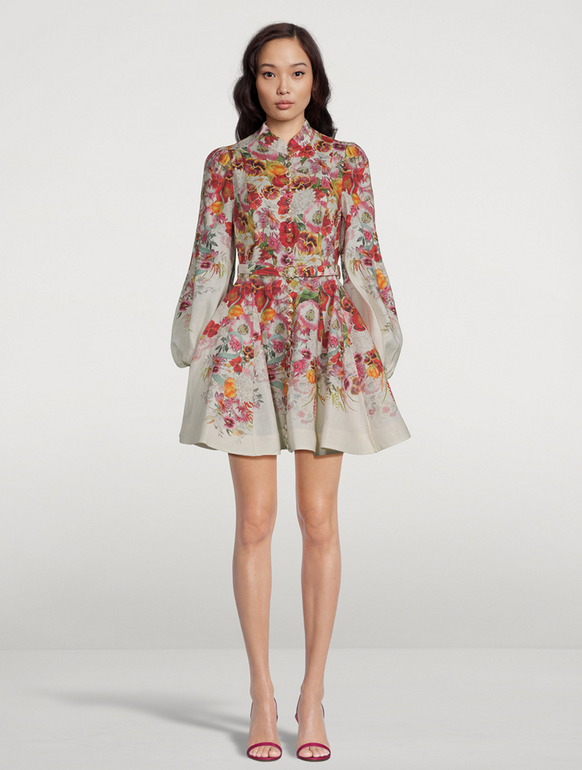 ZIMMERMANN Wonderland Buttoned Mini Dress In Floral Print | Holt ...