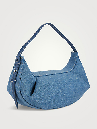 YUZEFI Mini Fortune Cookie Denim Shoulder Bag Women's Blue
