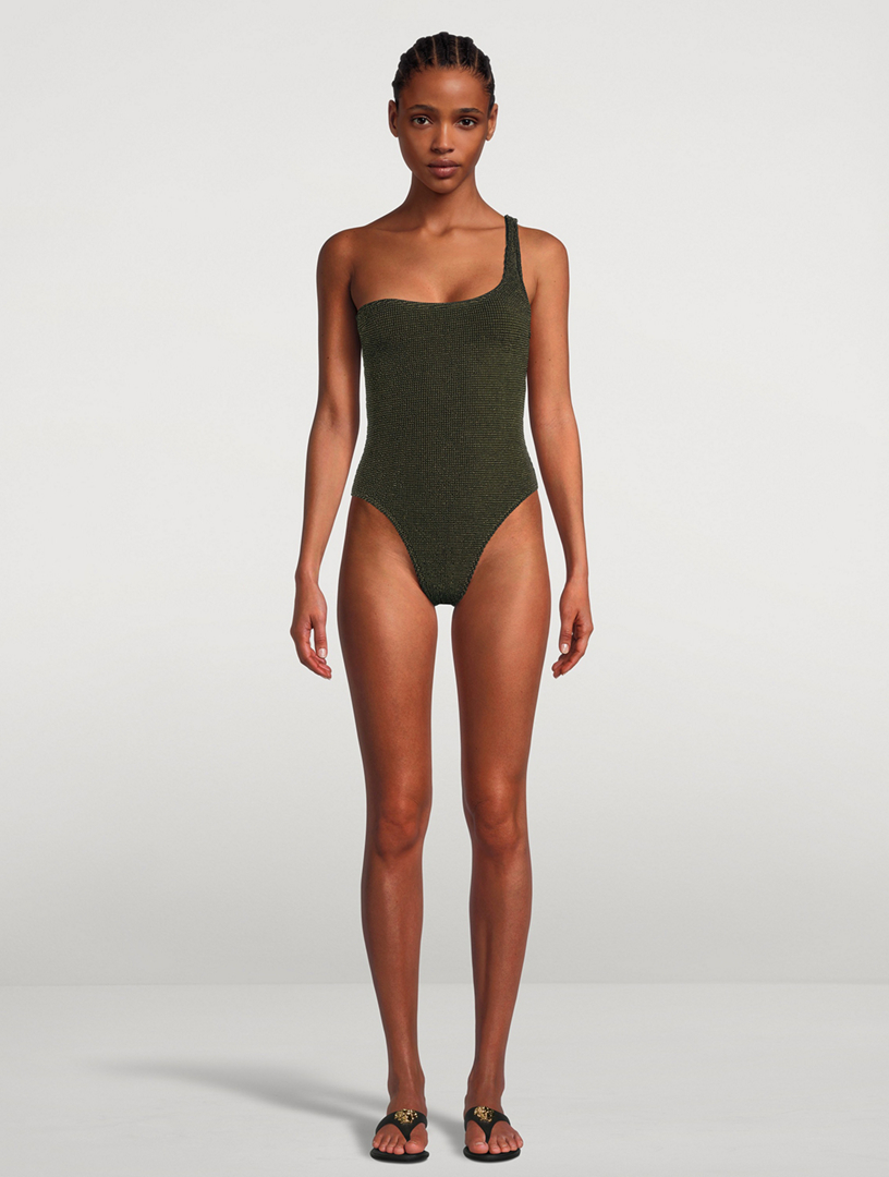 metallic one piece swimsuit