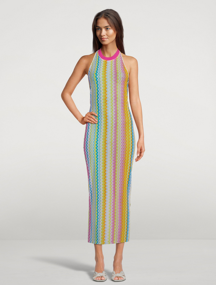 MISSONI Halter Mesh Midi Dress In Zig-Zag Print | Holt Renfrew Canada